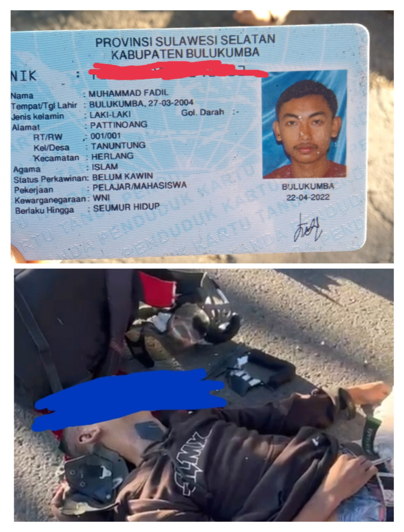 Kolase KTP dan kondisi korban tewas lakalantas di Kabupaten Bulukumba