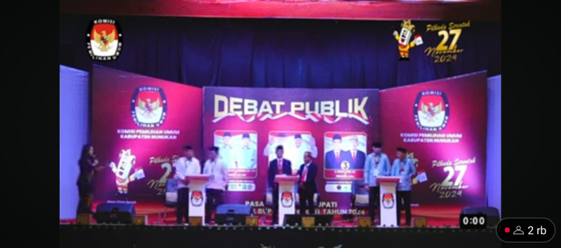 Tangkapan layar debat kedua pasalon Bupati-Wakil Bupati Nunukan di GOR Sei Sembilan pada Senin (11/11). FOTO: Youtube KPU NUnukan